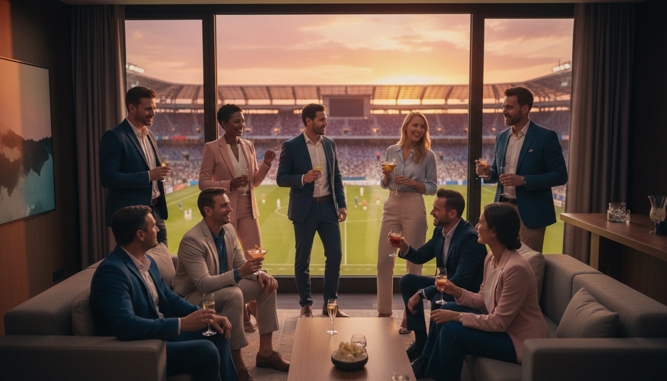 Corporate group watching the game from a private Miami stadium suite